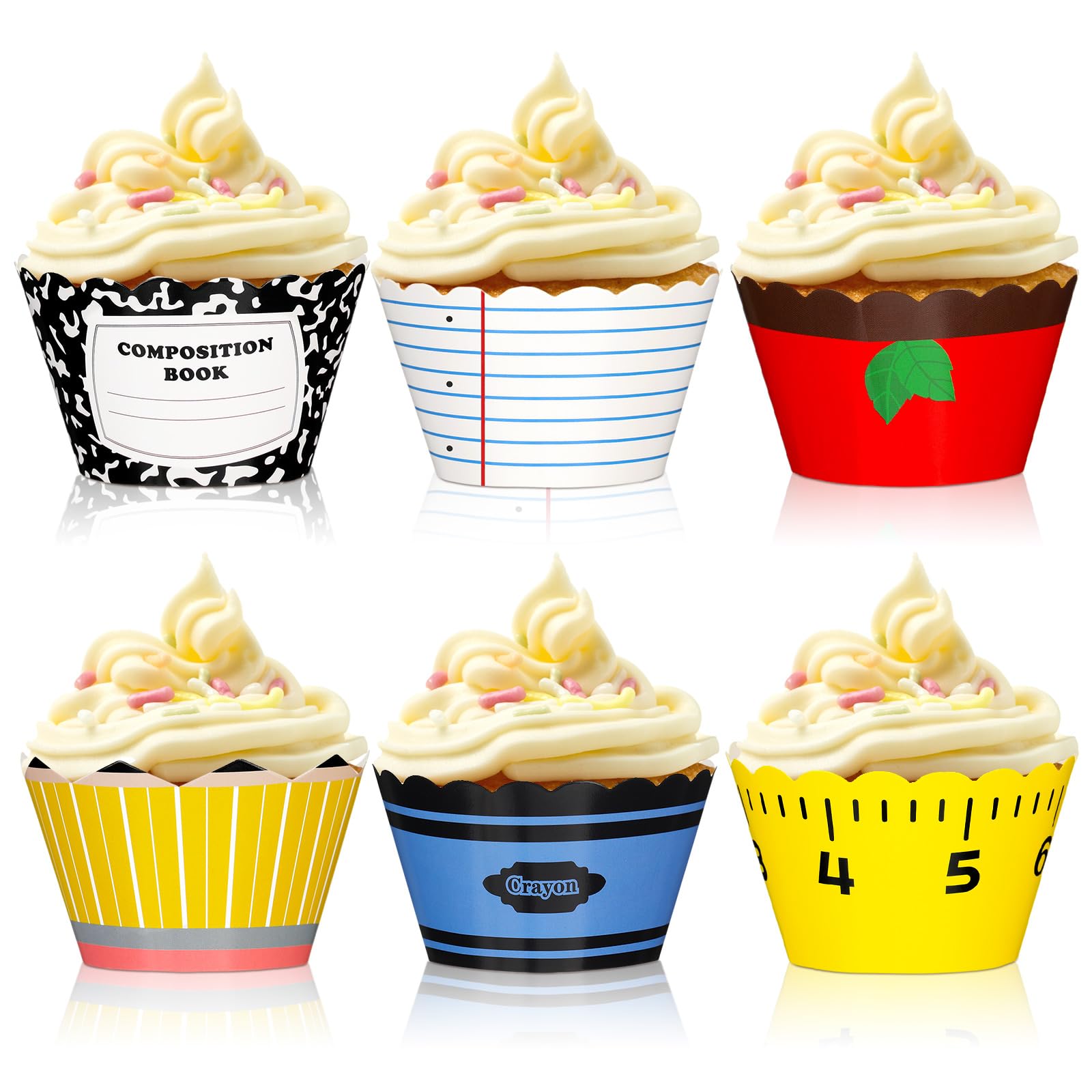 Caissettes à cupcakes papier premier jour d'école moule muffins rentrée enseignant