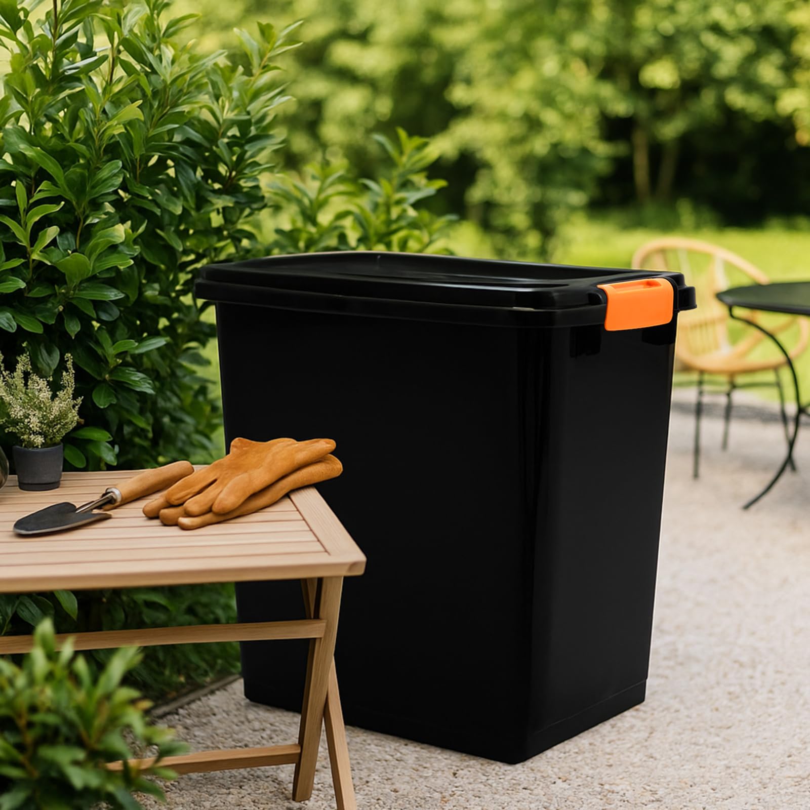 Maxdot Set di 3 contenitori secchi per pellet da 15 kg, con palette ed etichette, accessori per griglia, contenitori per pellet di legno, con adesivi aromatici, ermetici per pellet per grill