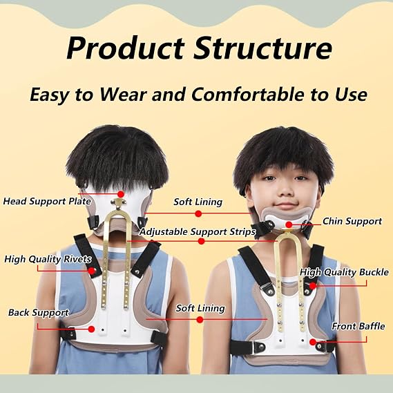 Children Spine Orthosis Neck Brace Collar Head and Neck Chest Orthosis Cervical Thoracic Halo Brace U Lumbar Support, Angle Adjustable Breathable