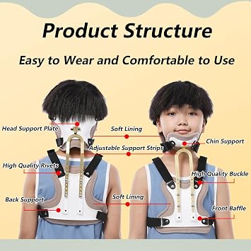 Children Spine Orthosis Neck Brace Collar Head and Neck Chest Orthosis Cervical Thoracic Halo Brace U Lumbar Support, Angle Adjustable Breathable