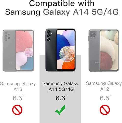 Miniatura 2 de JETech Protector de pantalla para Samsung Galaxy A14 5G de 66 pulgadas con protector de lente de cámara película de vidrio templado HD transparente