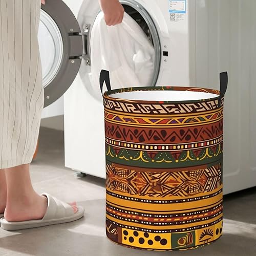 Miniatura 7 de Cesta circular con patrones nacionales africanos impresos, impermeable, cesta organizadora de lavandería, con asas para ropa, juguetes, tamaño
