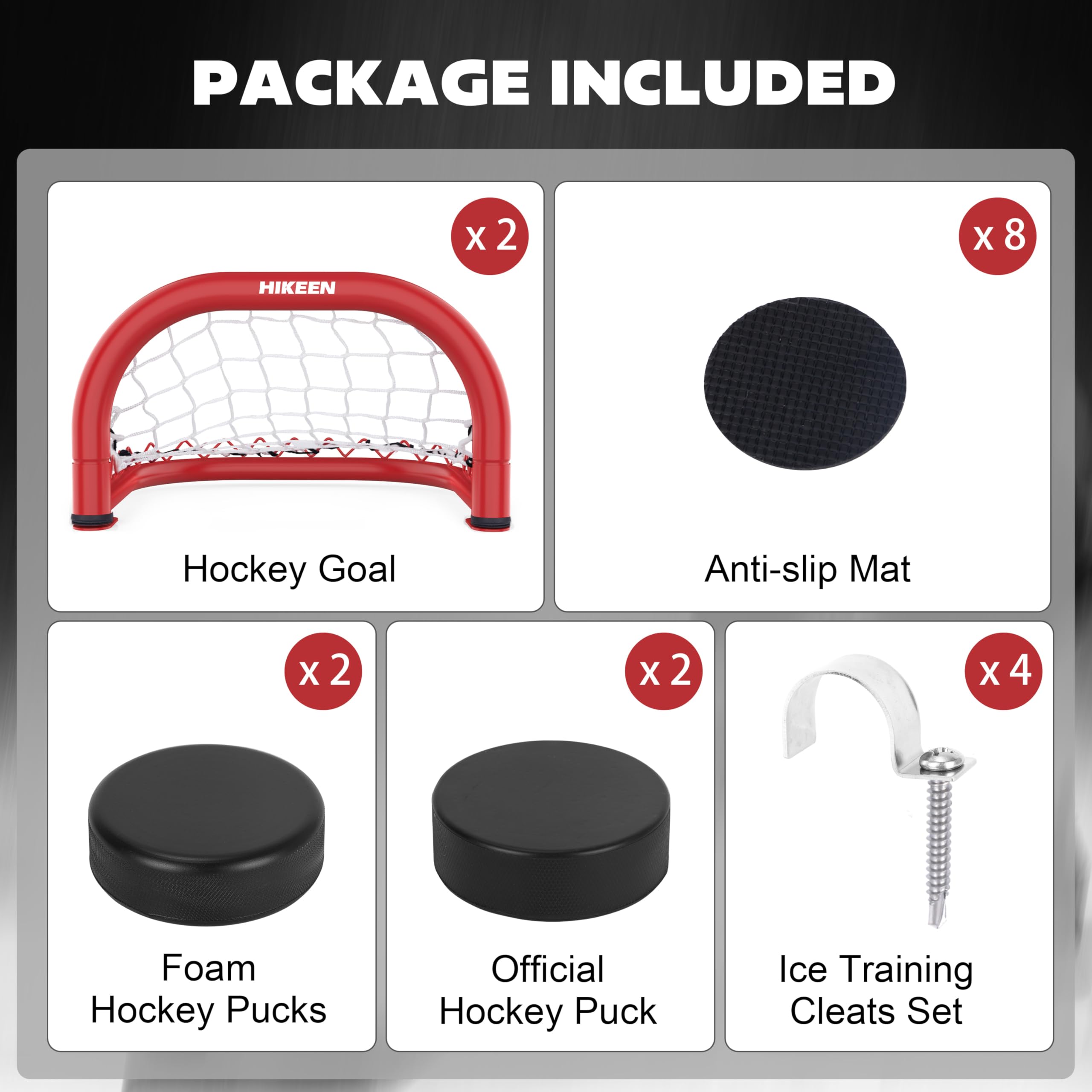 BOOSTEADY 2PCS Mini Portail de Hockey sur Glace, 14" x 8" Kit de But de Hockey de Rue avec Cadre en Fer Durable & Filet en Nylon & 4 Palets, Entraînement de Hockey pour Améliorer La Précision