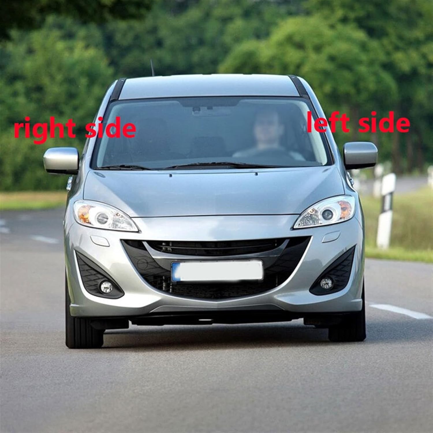 Compatible For Mazda 5 2007-2013 CX-7 2007-2012 CX-9 2006-2009 8 MPV Car Exterior Rearview Wing Door Side Mirror Shell Cap House Cover Lid(Silver left side)