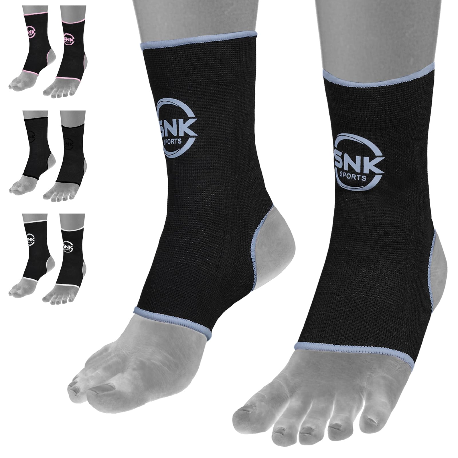 SNK Sports Muay Thai Ankle Wrap for Martial Arts – Durable and Reliable Boxing Gear – Ankle Wrap for Kick Boxing, MMA & Combat Sports (Grey, L/XL)