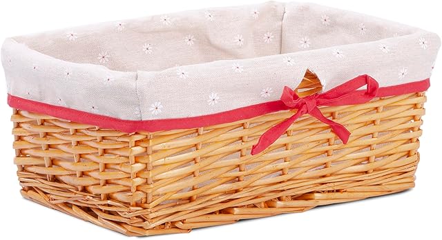 Honey Wicker Hampers With Liner Retail Display Tray Christmas Gift Basket (Large, White Liner)