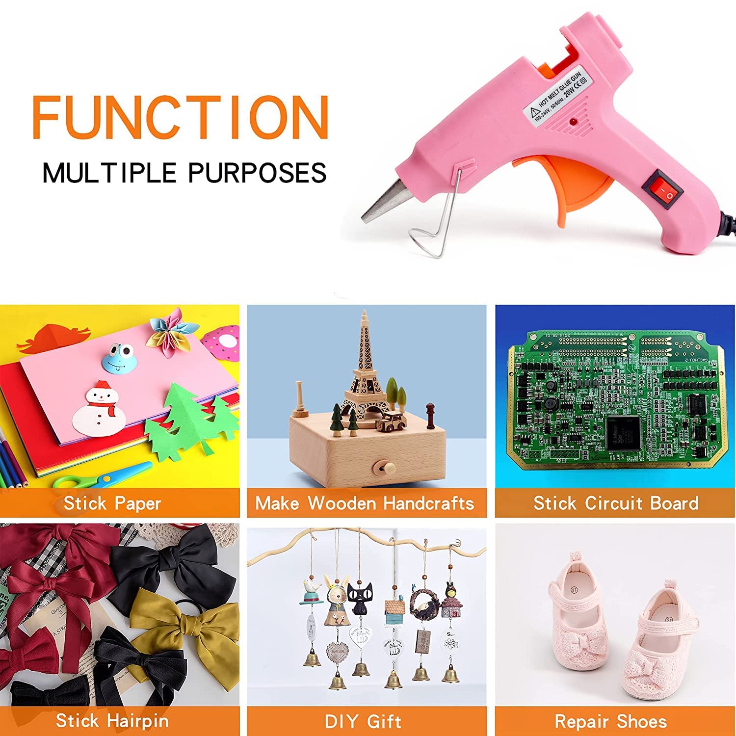 KINZO PISTOLA COLLA Hot Melt Bastoncini Adesivi Trigger - Foto 10