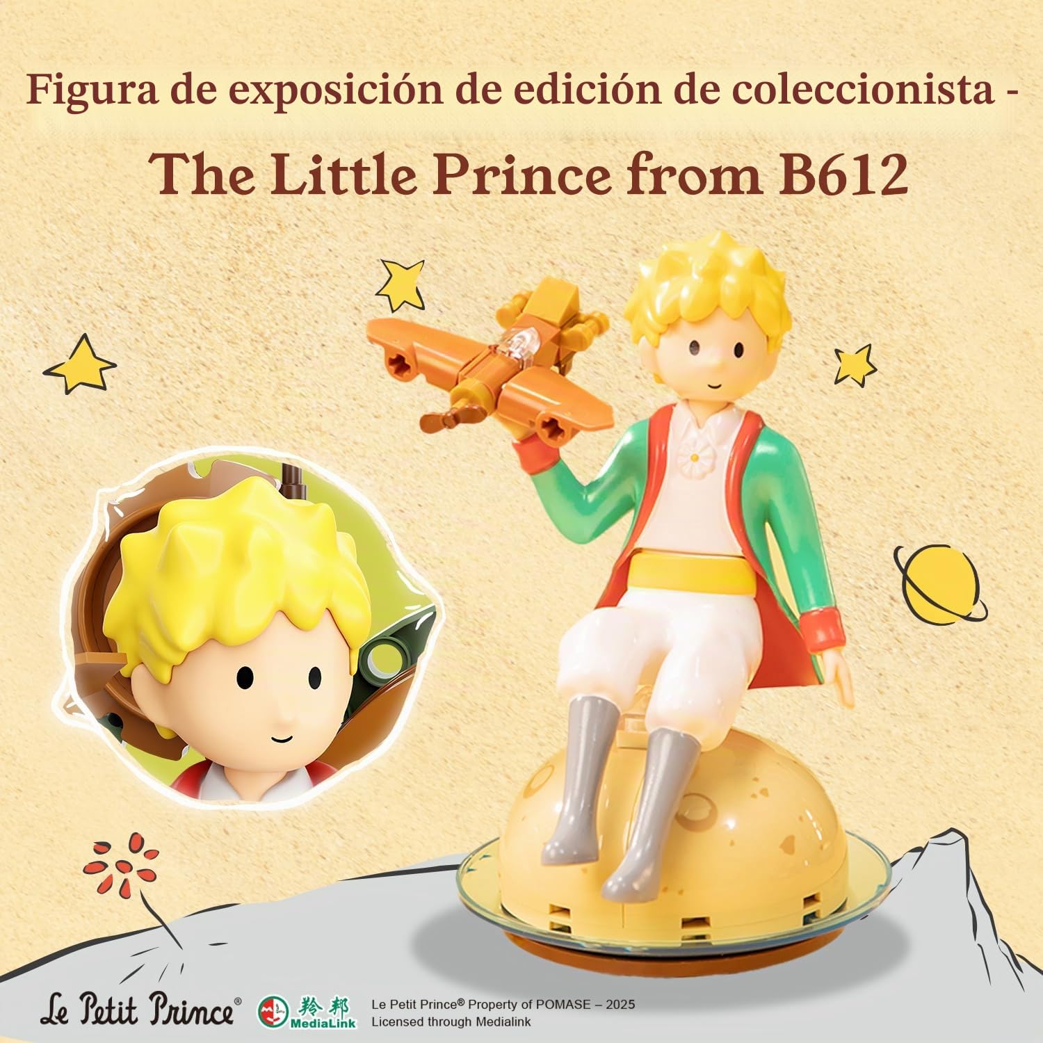 PANTASY The Little Prince Starry Journey - Juego de construcción con diseño de diorama mecánico inspirado en Steampunk con base de planeta, engranajes y telescopio, modelo de exhibición coleccionable