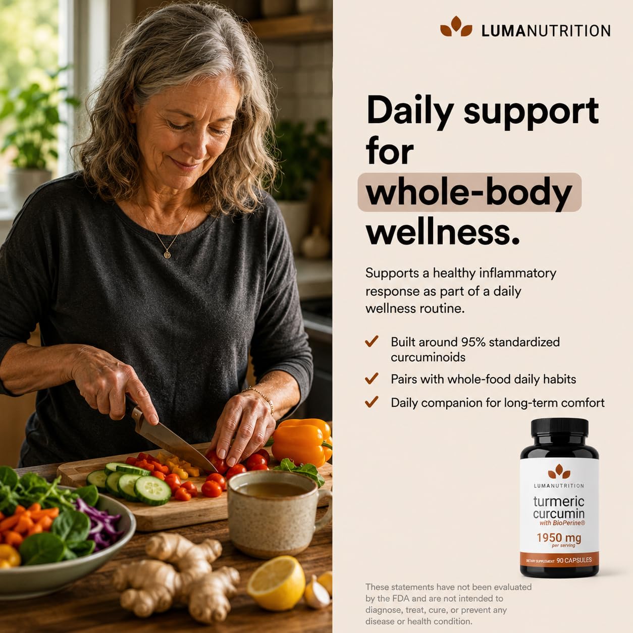 Luma Nutrition Turmeric Supplement Curcumin with Black Pepper - 90 Capsules — Amazon image 5
