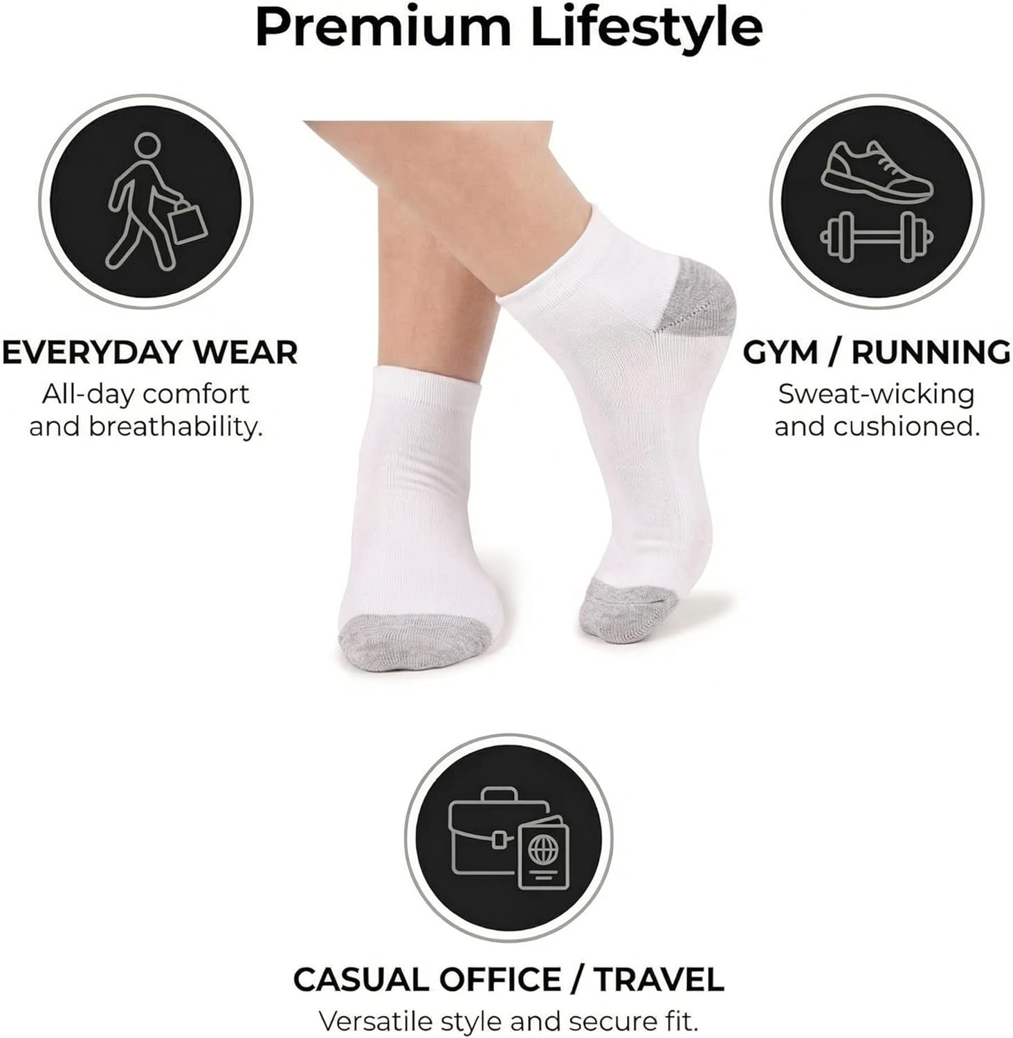 Ankle Length Anti-Slip Casual Socks for Men & Women- Stylish Comfort Fit Moisture Control- Perfect for Everyday Wear