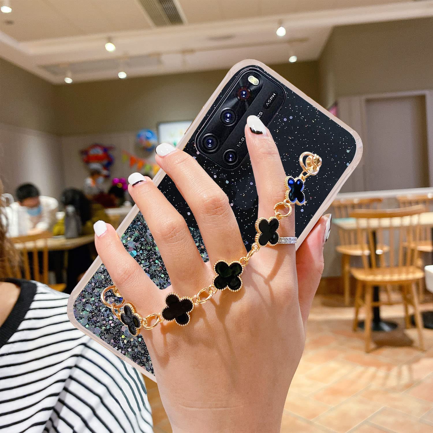 KC Back Cover for Vivo V19, Dry Fixed Non Movable Glitters Tiny Flowers Bracelet Chain Holder Soft Silicone Case (Black) (B09ZSWC35H) Amazon Price History, Amazon Price Tracker