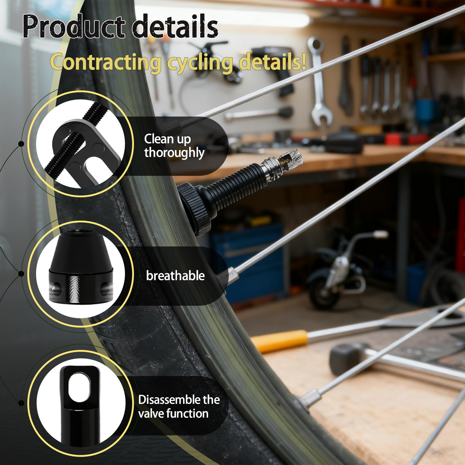 Kit Valve Presta Tubeless 44mm – 7 Pièces, Alliage Alu, Outil Retrait, Pour VTT Et Route