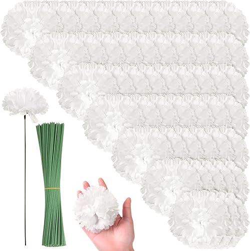 Cindeer Paquete de 200 flores artificiales de caléndula con tallos a granel de 3.5 pulgadas, caléndulas falsas de caléndula de seda para bricolaje,