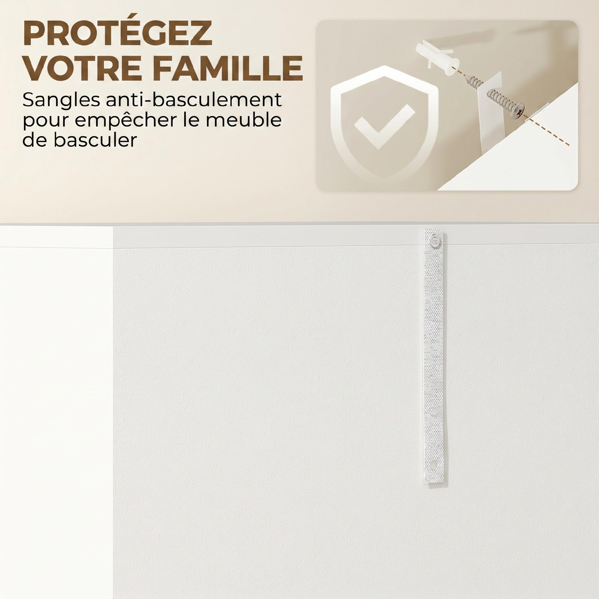 HOMCOM Armoire Cuisine, Moderne, 2 Tiroirs, 60 x 35 x 170 cm Blanc Laqué | Buffet de Cuisine Haut, Meuble de Rangement, 4 Portes Ouverture par Poussée, Étagères Réglables