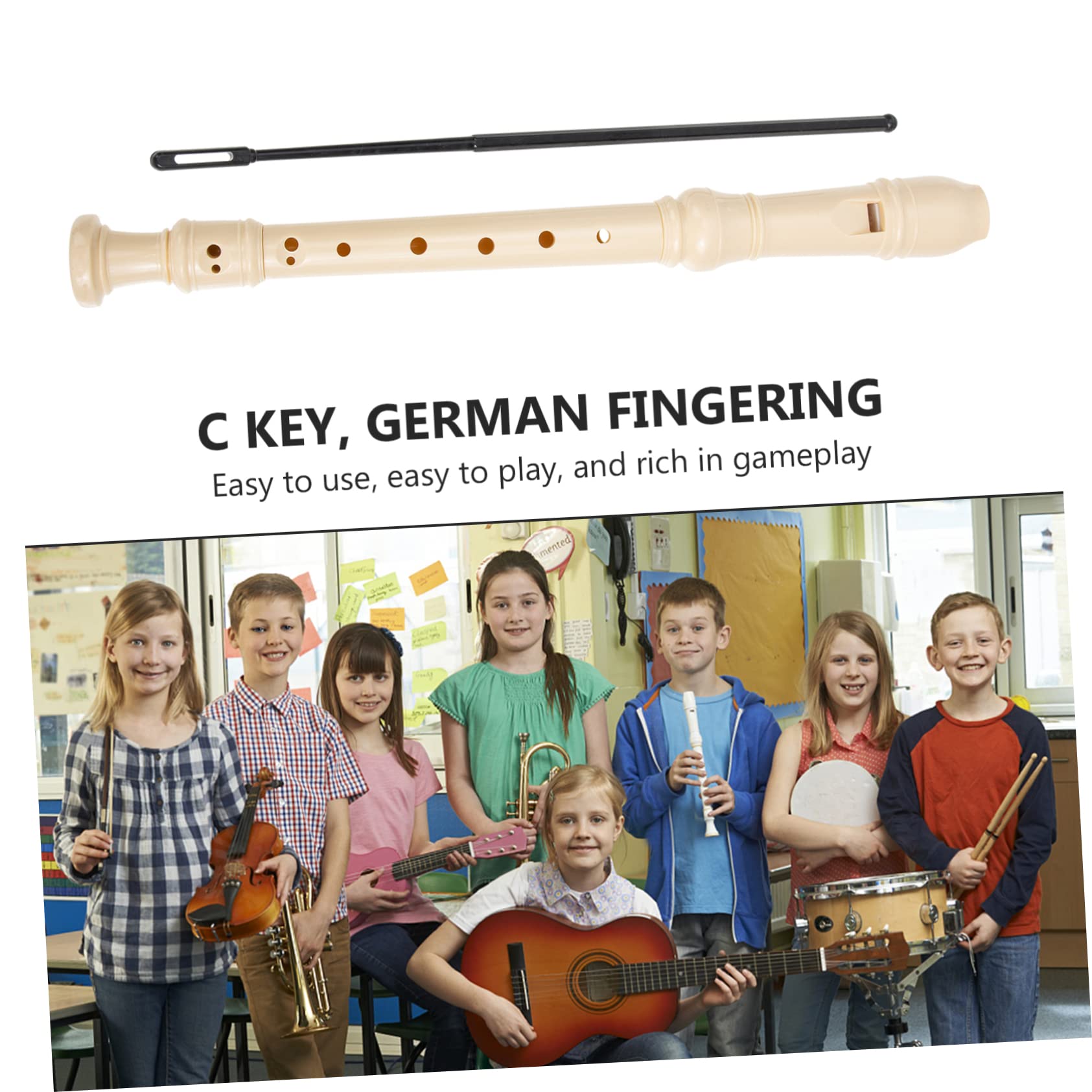 Toyvian Beginner Clarinet Toy 8-hole Recorder Flute for Kids Music Instrument Learning