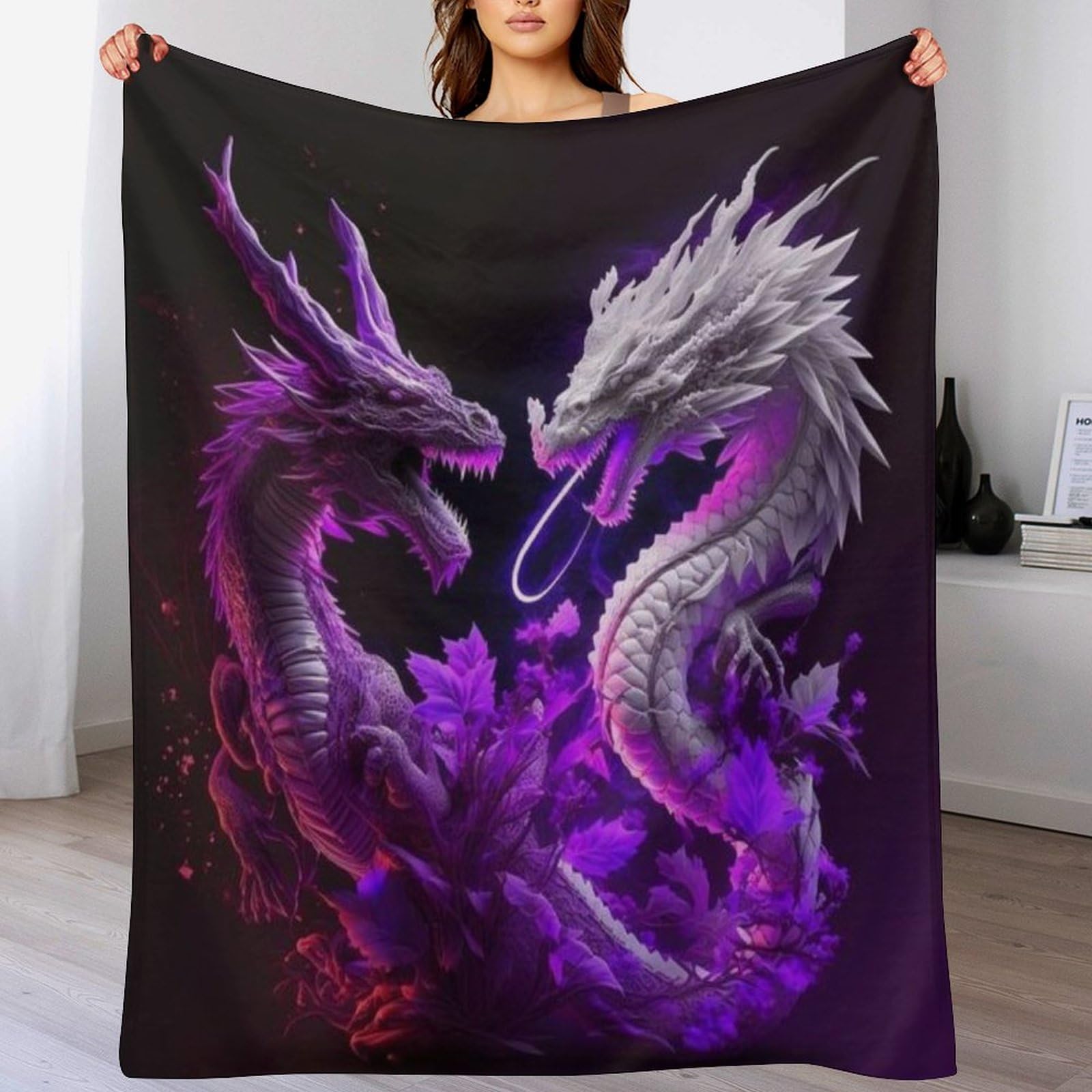 Couverture moelleuse dragon en flannel polaire de quality supérieure pour lit et salon