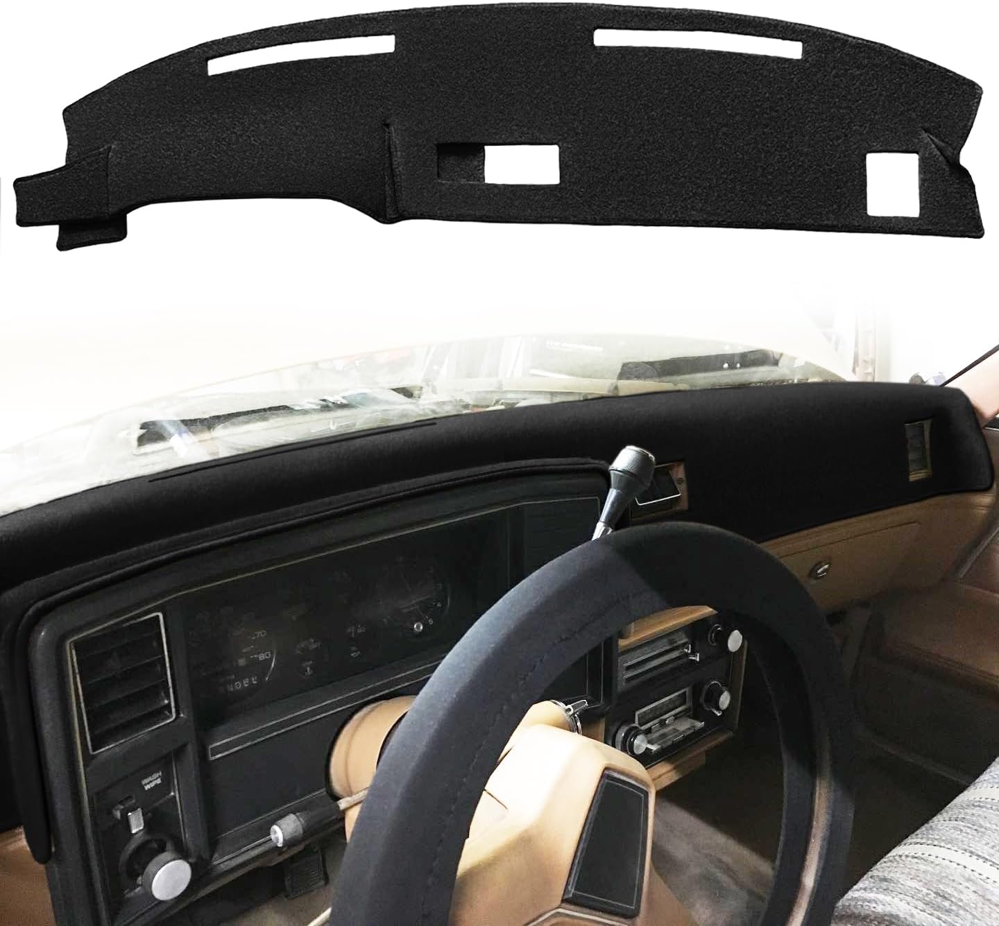 Dash Cover Mat Custom Fit for Chevy Chevrolet Monte Carlo,El Camino,Malibu/GMC Caballero,Dashboard Cover Cap Pad Carpet Protector F233 (Black)