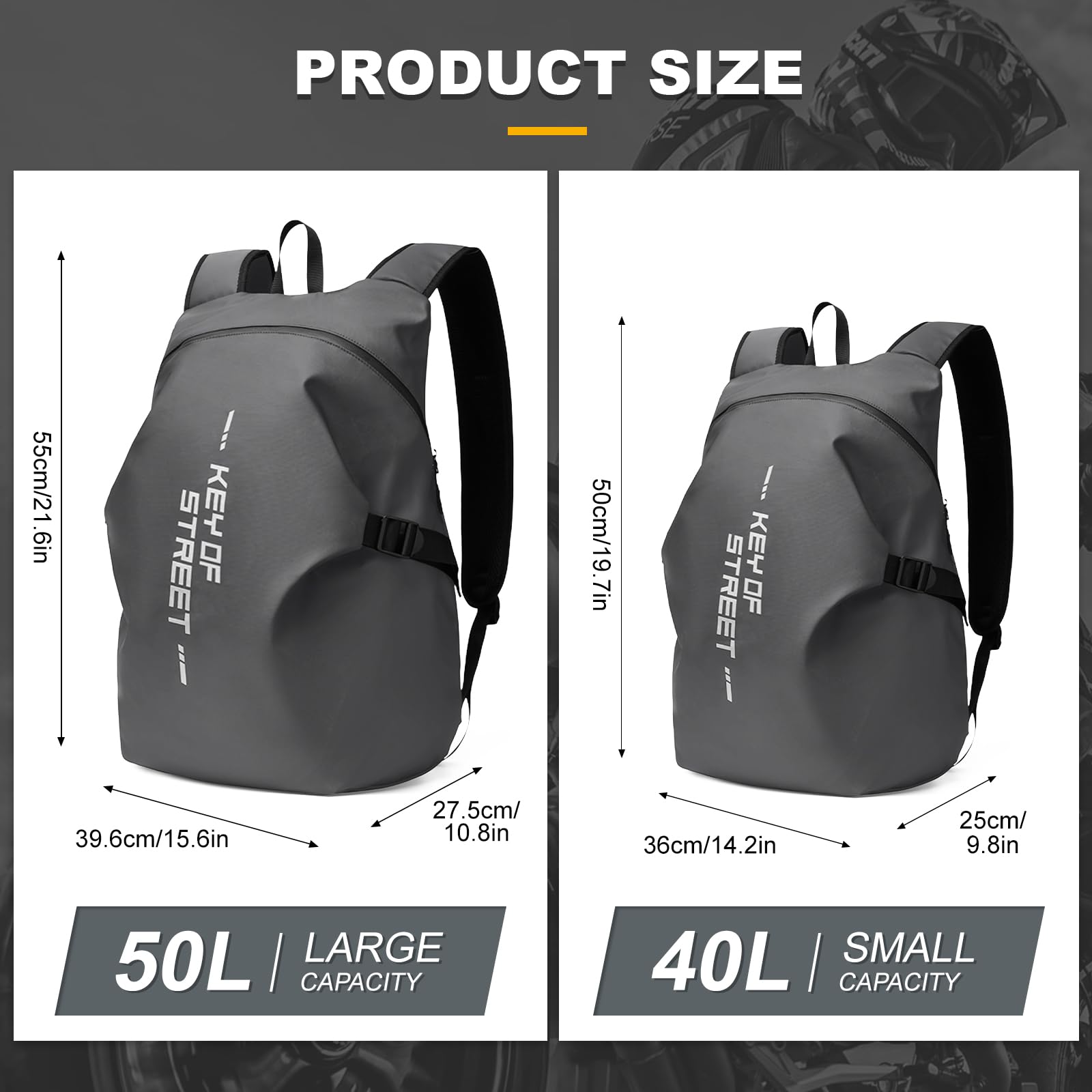WEPLAN Zaino per Casco Uomo Donna Zaino da Moto Zaino Portacasco da Moto Borsa Porta Casco Moto Impermeabile Zaino da Portacasco Cinturino per Casco da Moto Borsa Porta Casco Moto,Grigio