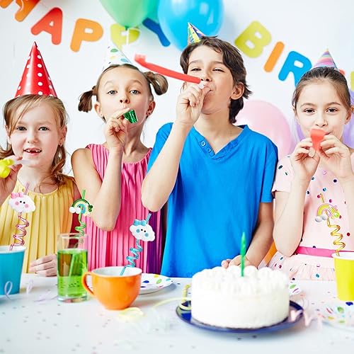 Miniatura 4 de 15 pajitas de plástico reutilizables rizadas para niños y adultos, pajitas coloridas y divertidas para actividades en el aula, regalo del día de San