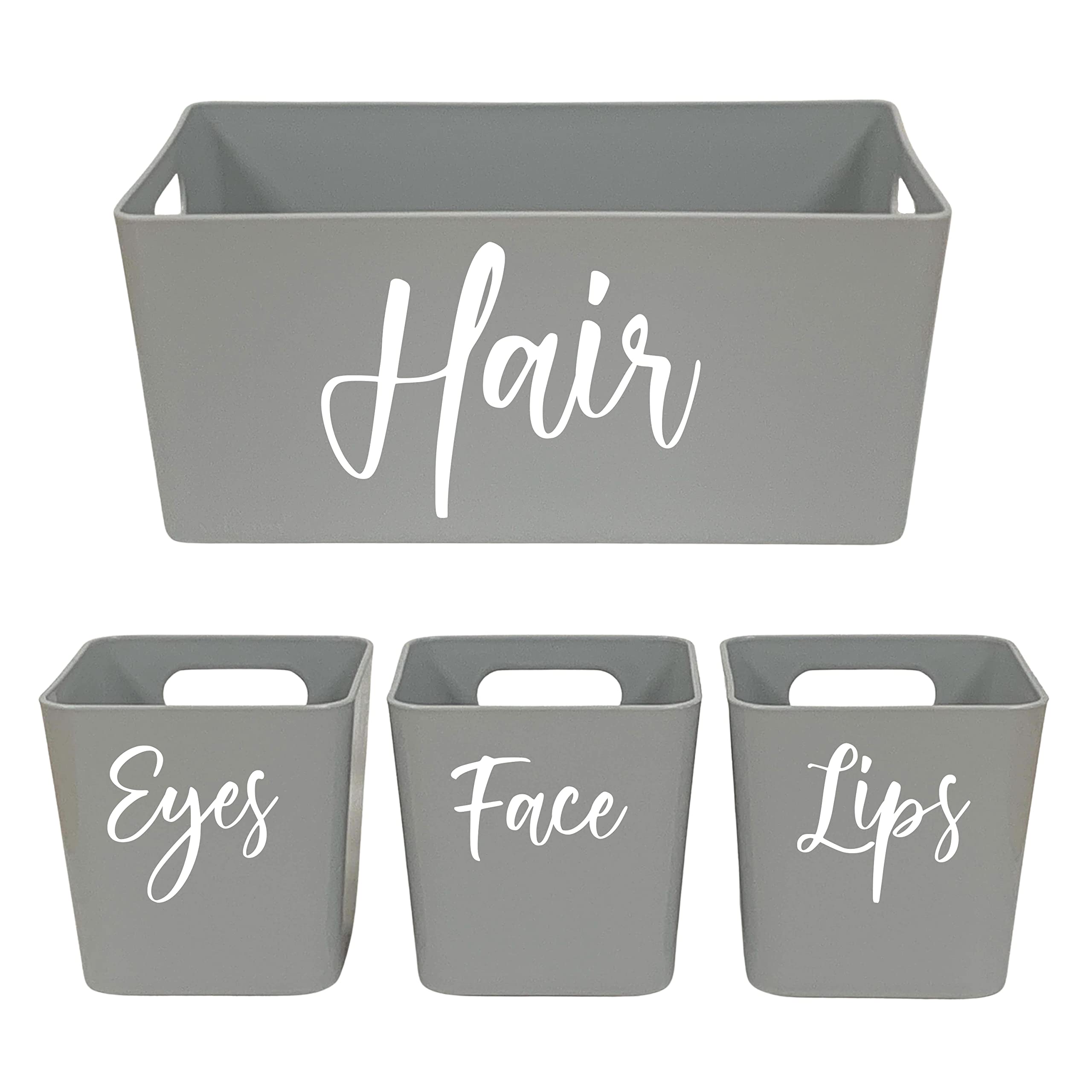 GPG Grey Storage Box Set for Make-Up - Mrs Hinch Inspired Stationery Organiser Ideal for Home (Font A)
