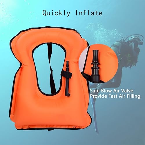 Miniatura 5 de OMOUBOI Chaleco inflable de esnórquel, chaleco de natación para adultos, chaleco de esnórquel, chaqueta de flotabilidad inflable, chaquetas de buceo