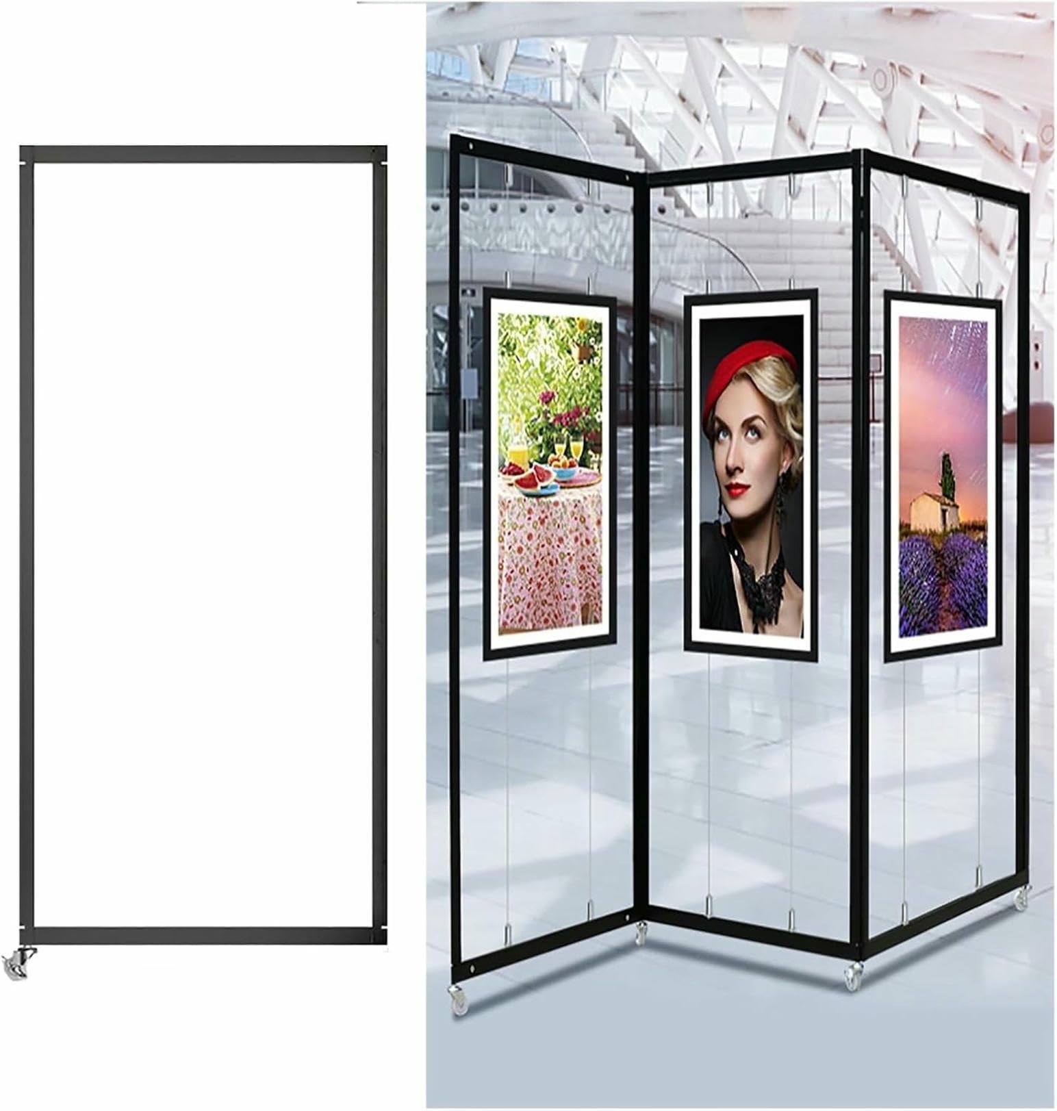 SWENEEN Movable Display For Exhibition,Metal Picture Hanging Rack,Freestanding Display Holder,3pcs-100x250(39.4x98.4in)
