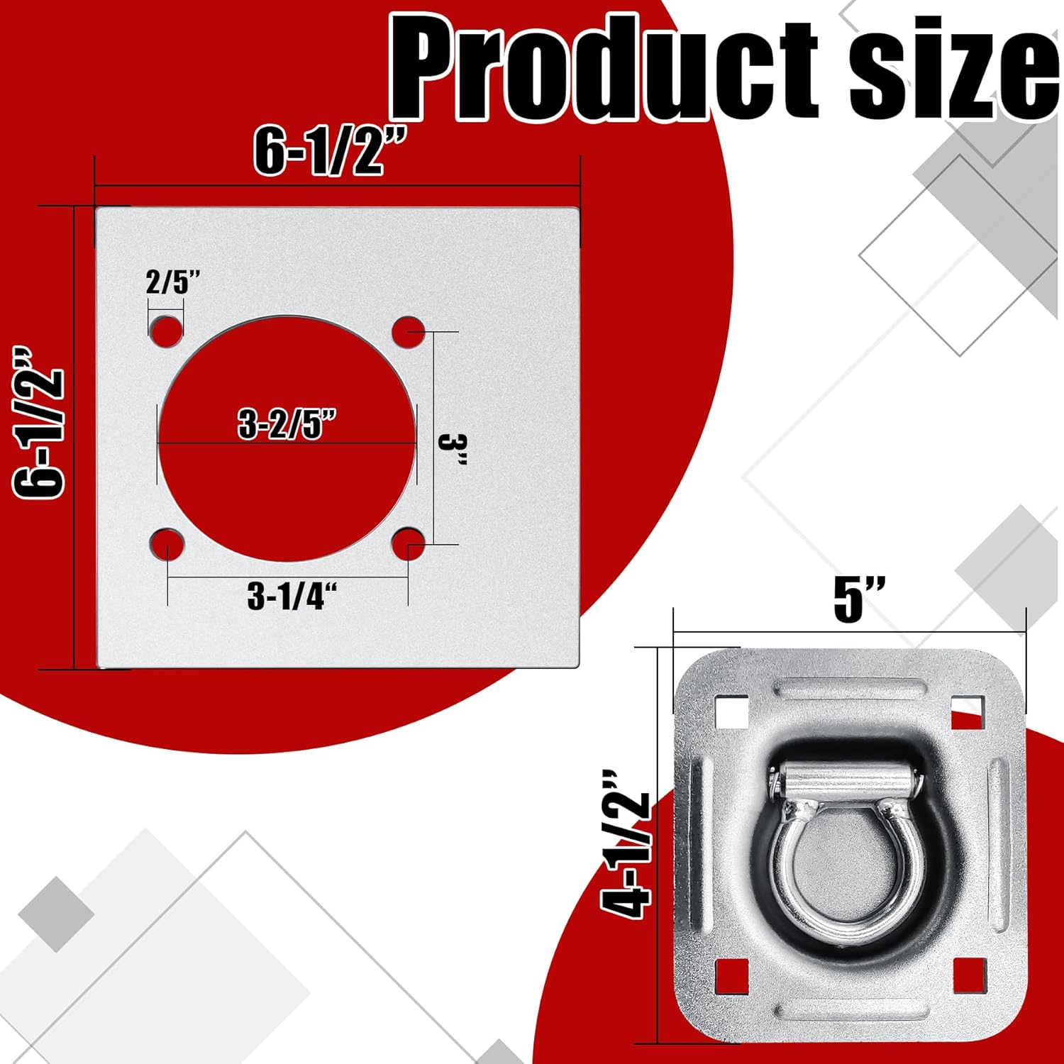 8 Pack Recessed D-Ring Tie Down Anchors with Washers and Mounting Hardware (6000lb Capacity) Suitable for Heavy Duty Floor Rope Anchor Tie Down Kit for Trailer Cargo Truck Flatbed Pickup or Deliveries