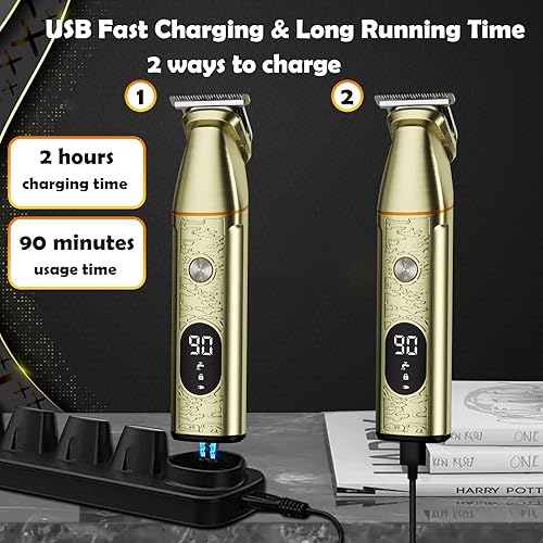 Miniatura 5 de PAISHENKEJI Cortadora de pelo para hombres, juego de corte de pelo profesional eléctrico con cabezal de afeitadora de papel de aluminio, kit de aseo