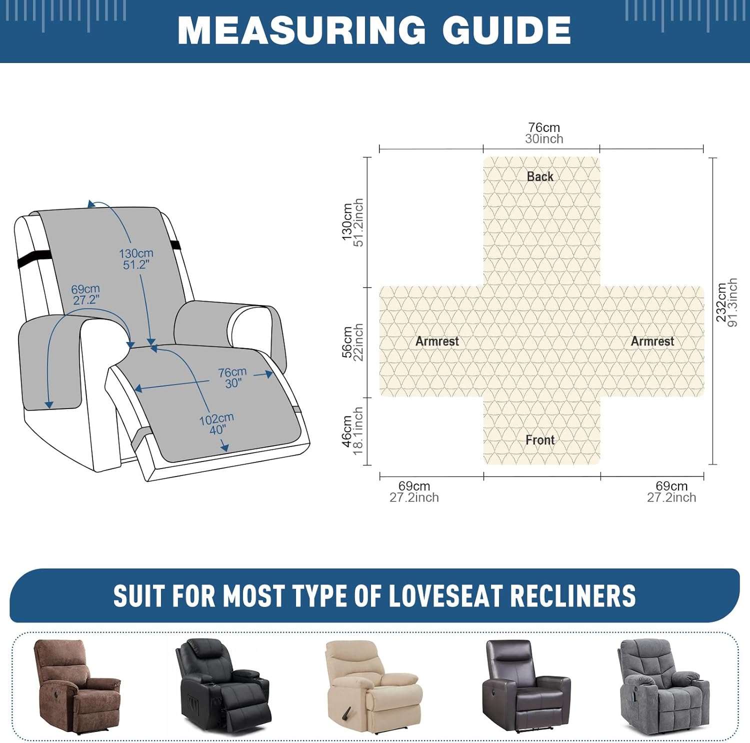 TAOCOCO 100% Waterproof Recliner Cover - Recliner Cover with Non-Slip Granule, Recliner Chair Covers with Elastic Band, Recliner Chair Covers for Reclining Chair(Chocolate, Oversized-30'')