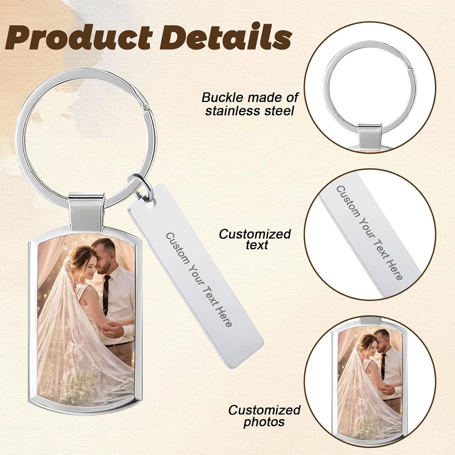 Custom Keychain with Picture Personalized Keychains with Engraving Photos Text Customized Gifts for Men Women - Image 3