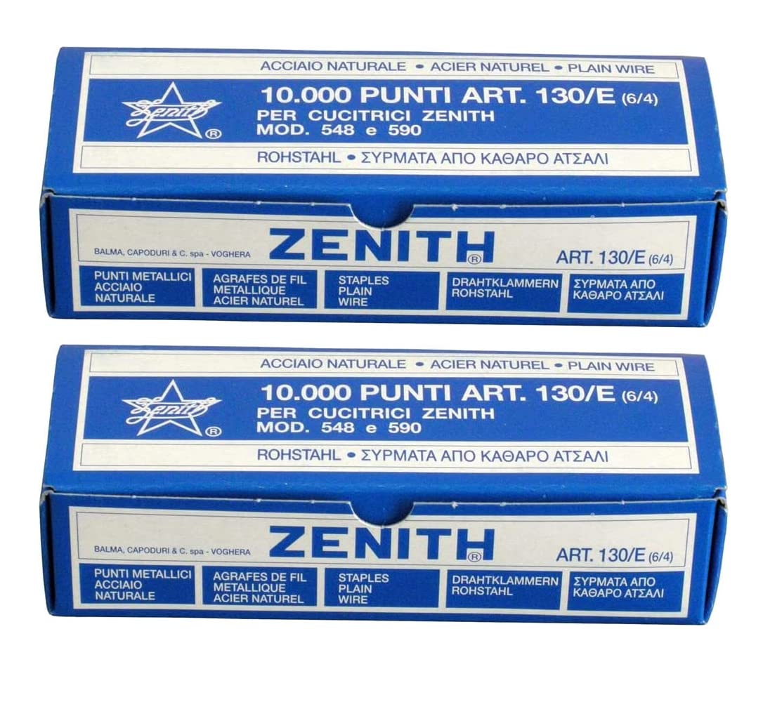 2x Zenith Punti Metallici Acciaio Naturale Art. 130/E (6/4) 2 Scatoline Da 10.000 Punti