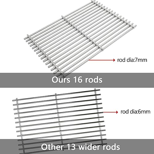 Miniatura 7 de Hongso Rejillas de acero inoxidable SUS304 de 17.5 pulgadas 7638 7639 para Weber Spirit I y II 300 Series E y S 310 320 330 SP320 Spirit 700, Spirit