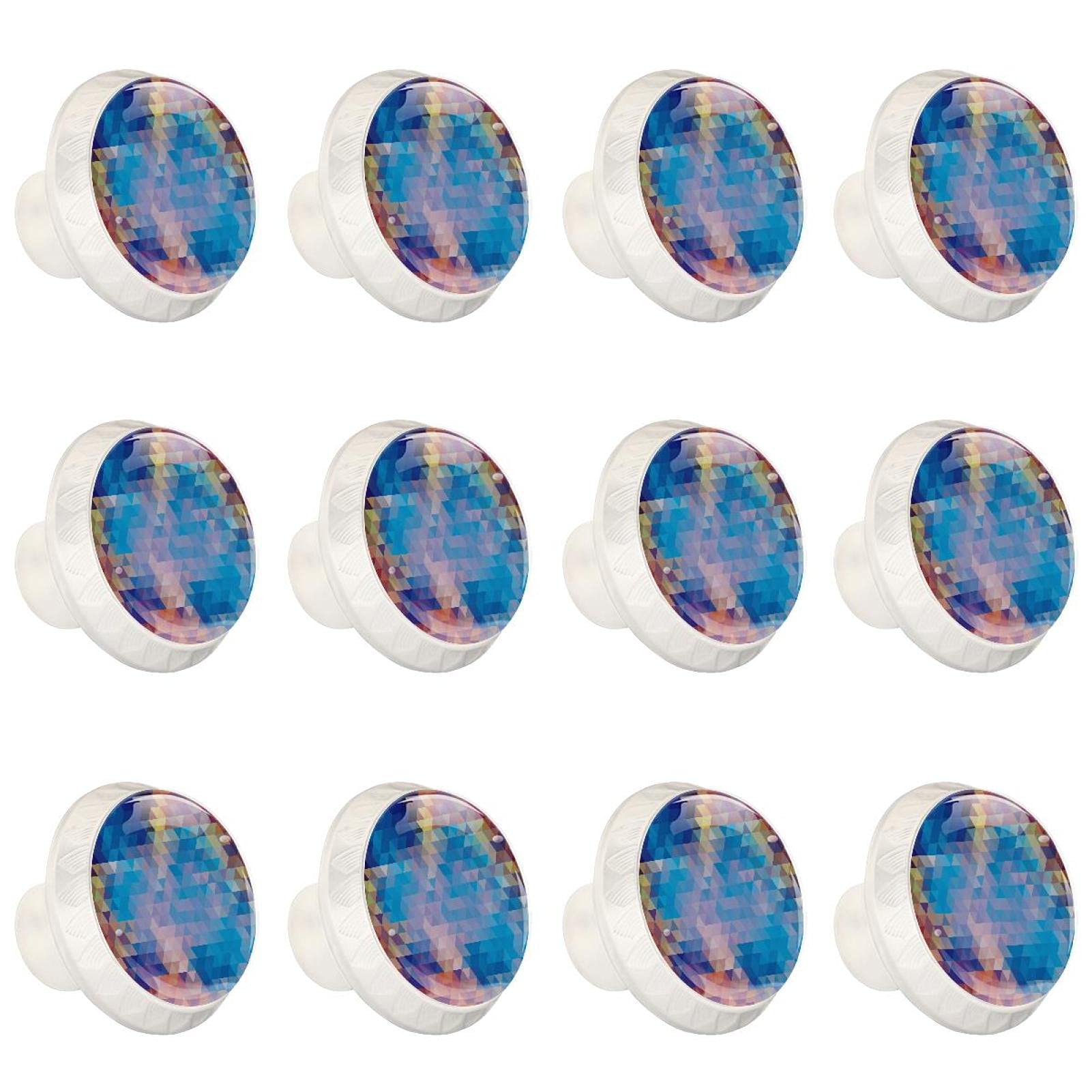 Boutons de placard au motif géométrique multi-triangle - Poignées rondes de commode 12x
