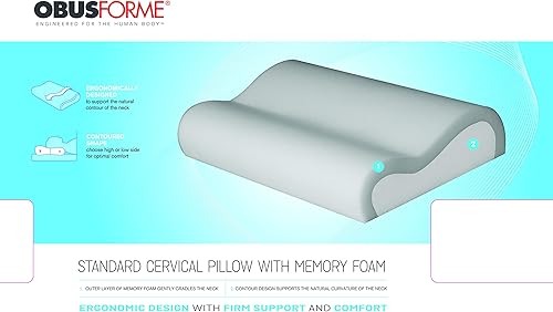 Miniatura 4 de ObusForme Almohada cervical para el cuello  Almohada cervical de contorno  Altura alta y baja para un apoyo óptimo del cuello y sueño  Capa de