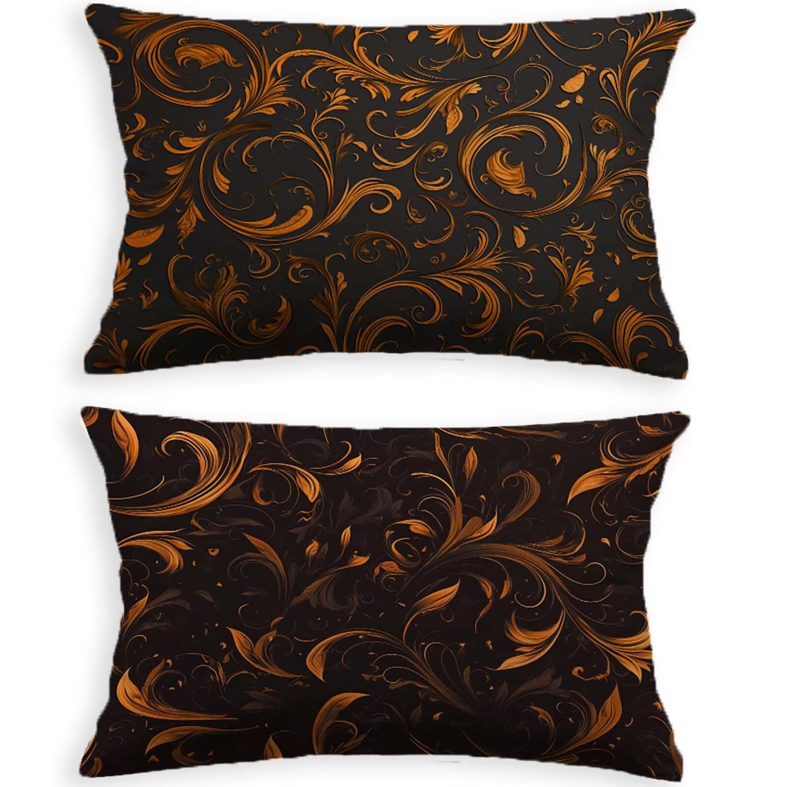 Coussin abstrait noir en velours 50x70 pour réchauffer la déco d'automne du canapé