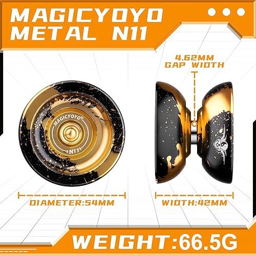 Vista 9 de MAGICYOYO Yoyos de doble propósito, paquete de 2, Yoyo de metal N11 y plástico Yo Yo K2 Crystal White Responsive Yo Yos para niños principiantes