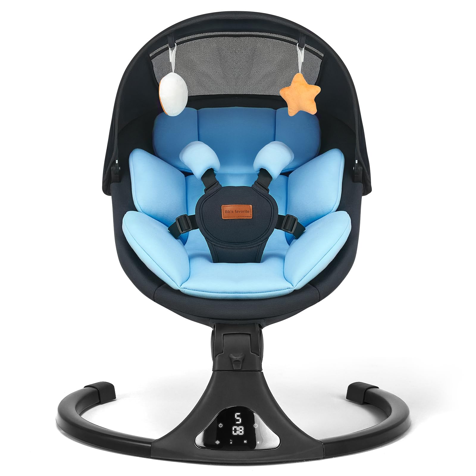 Baby Swing for Infants, Bluetooth Electric Infant Swing with 5 Speed Motions, 12 Melodies & Remote Control, Portable for Newborns 0-9 Months (Max 20