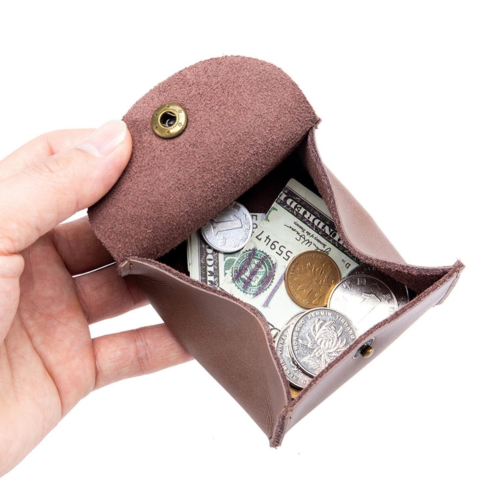 Classic PU Leather Purse Wallet Key Organizer Pouch Bag for Women Men Brown-image-49
