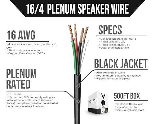 Miniatura 8 de Voltive Cable de altavoz Plenum 164 - Conductor de 16 AWGcalibre 4 - Clasificación Plenum con certificación UL (CL2PCL3PCMP) - Cobre sin oxígeno