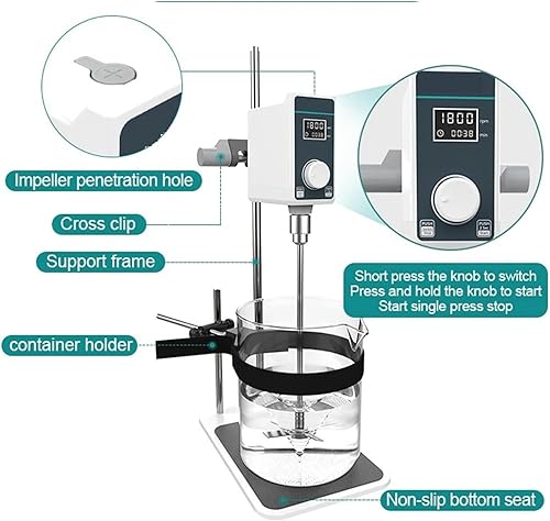 Miniatura 4 de Magnetic Stirrer Mixer Mixer Lab Electric Stirrer Digital Display Overhead Stirrer Adjustable Height Lab Equipment Large Capacity, High Speed