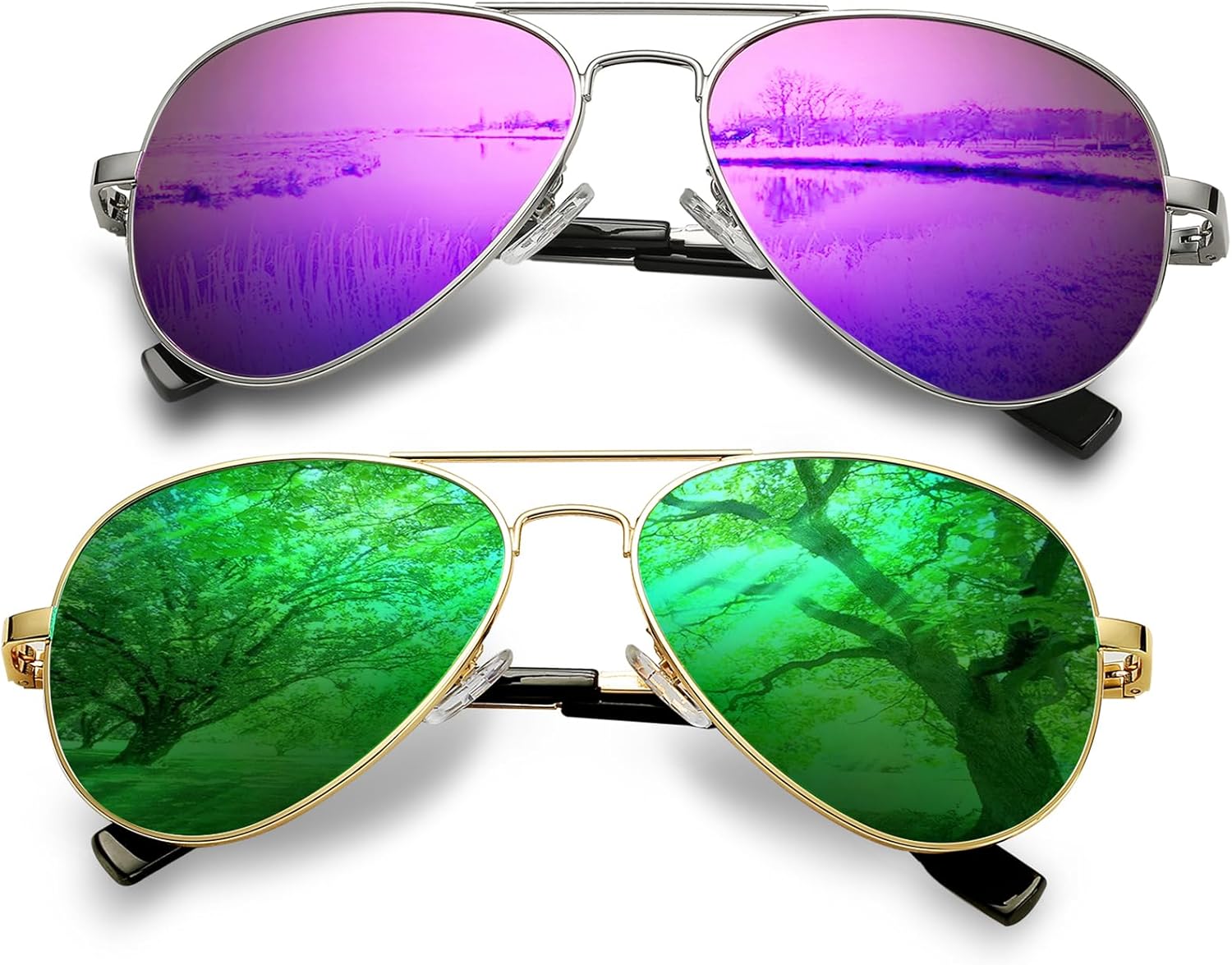 AIEYEZO Classic Aviator Polarized Sunglasses for Men Women Spring Hinge Metal Frame UV400 Protection