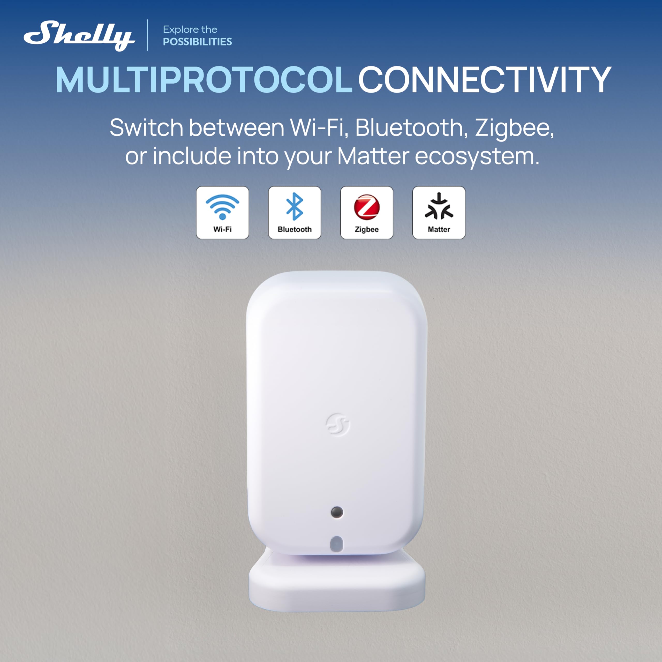 Shelly Presence Gen4 Weiß - WLAN mmWave Radar Präsenzsensor & Anwesenheitssensor, 6 Personen & 10 Erkennungszonen, 42 m² Reichweite, Lichtsensor, Zigbee, Matter, Home Assistant, Alexa & Google
