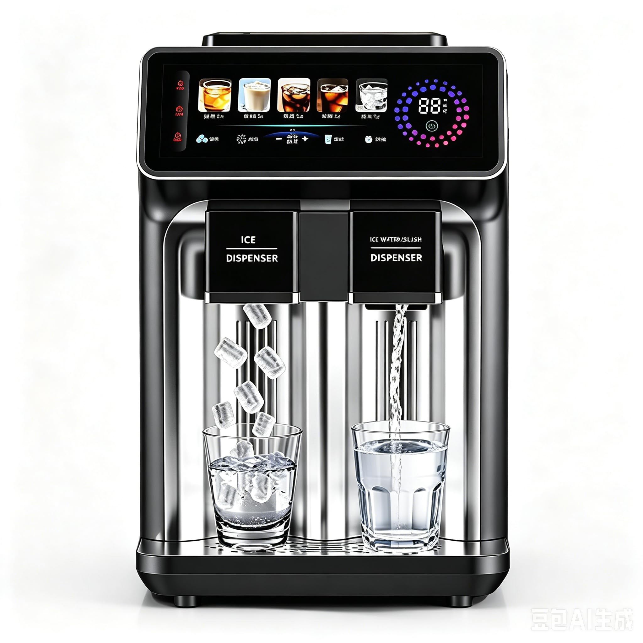 WEIZIIA Nugget Countertop Ice Maker, 3-in-1 Ice/Slushy/Ice Water Maker: 15KG Daily Output | Auto Water Intake + Purifier Ready | Stainless Steel Countertop Design | 24H Timer + Auto Ice Release Black