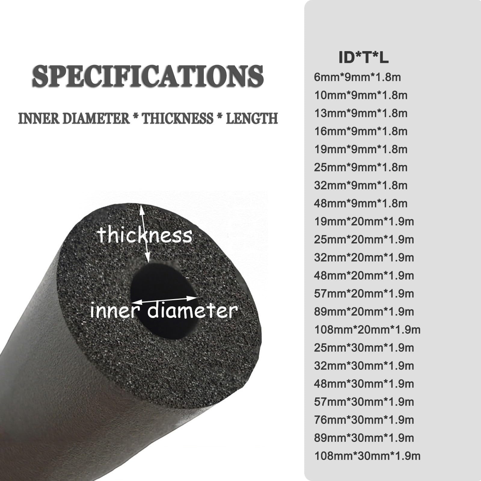 tubo isolante in schiuma, Tubi isolanti antigelo for esterni in schiuma(89mm*20mm*1.9m)