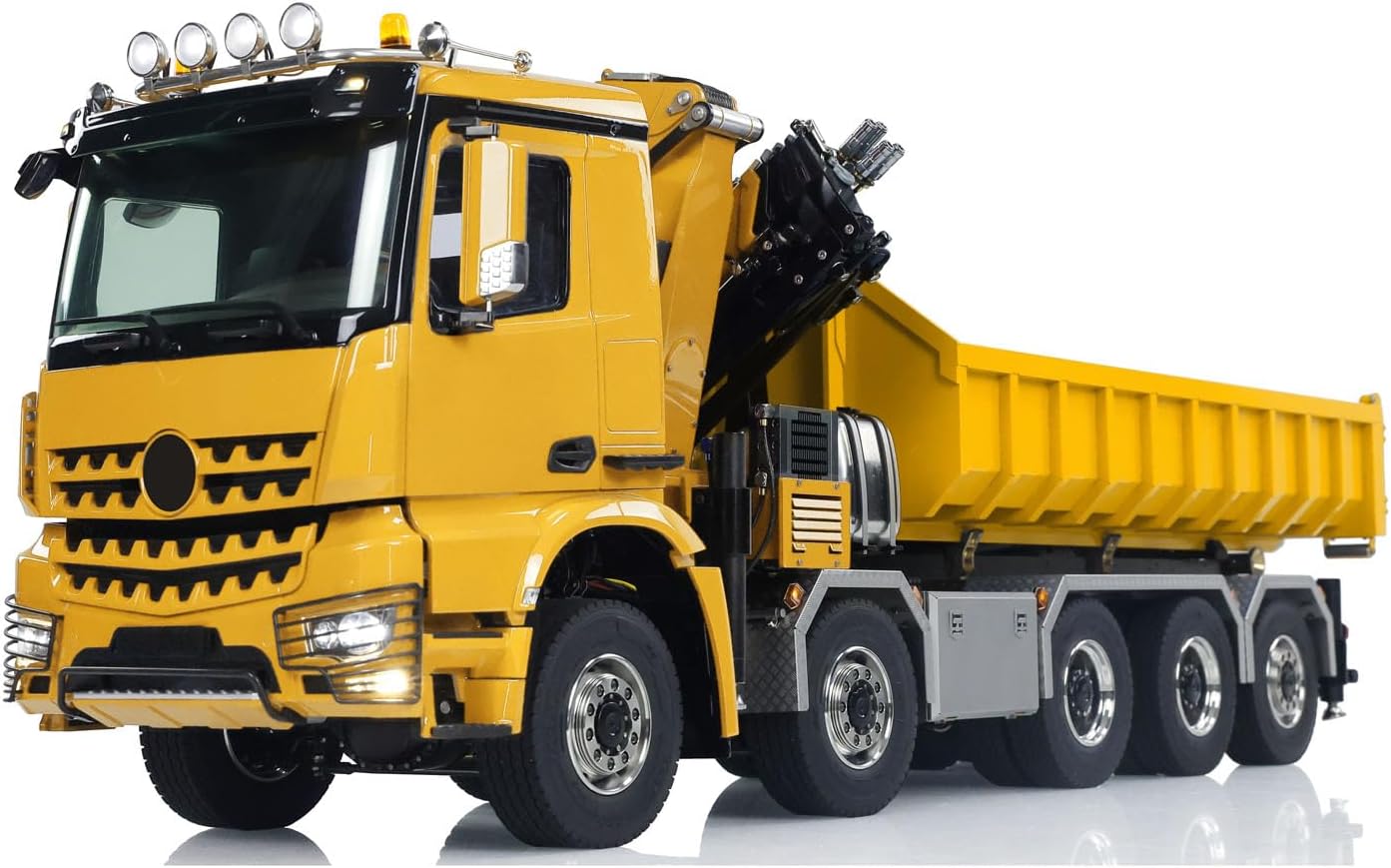 1/14 RC Hydraulic Dumper Truck 10X10 3-Speed Transmission Full-Dump Crane Cars Standard Bucket Light Sound XE Lite Radio Controller