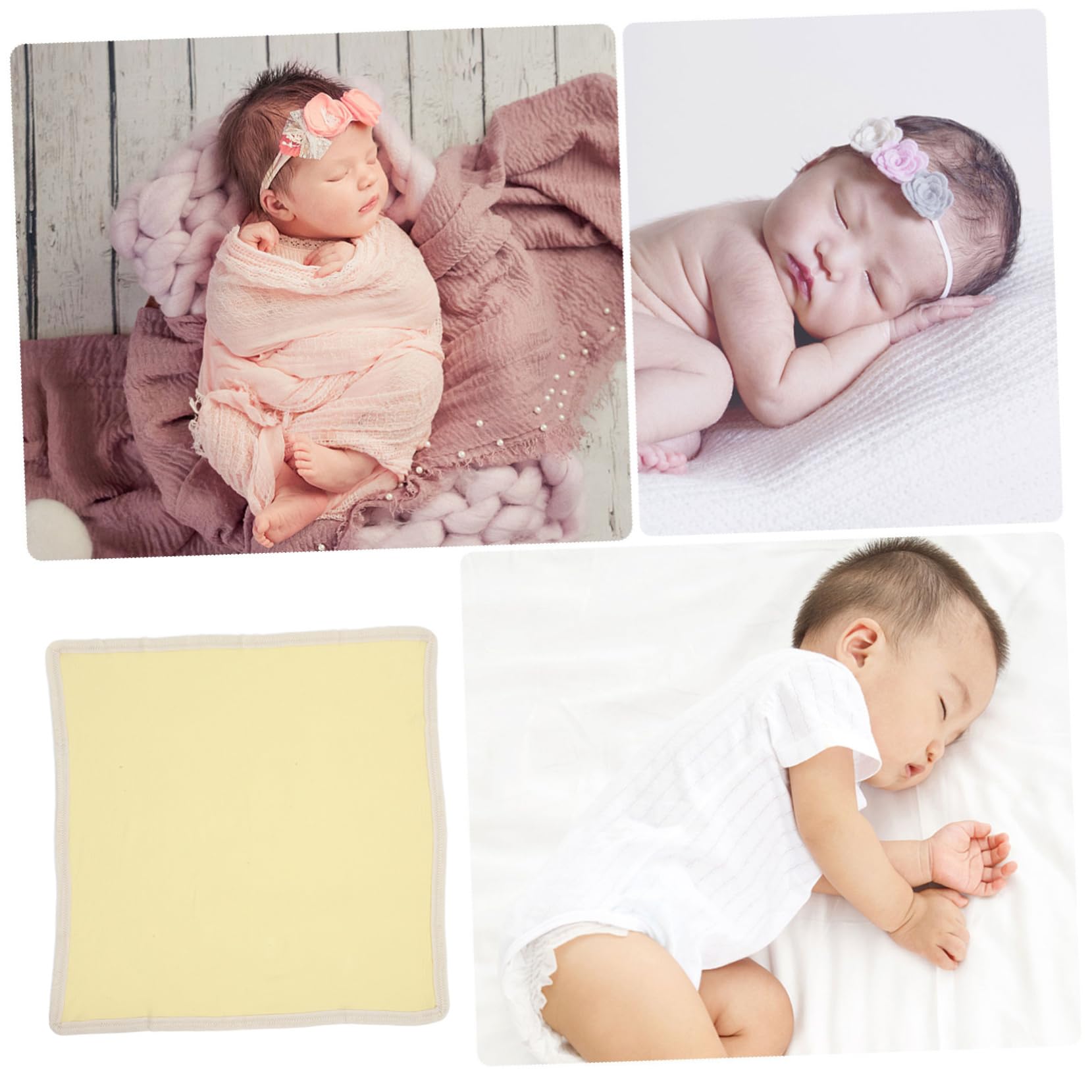 HANABASS 5 Stück Neugeborenen Baumwoll Badetuch Doppellagig Atmungsaktiv Babyswaddle Wickeldecke Gelb für Mädchen Jungen Vielseitig Verwendbar Kuschelig und Hautfreundlich