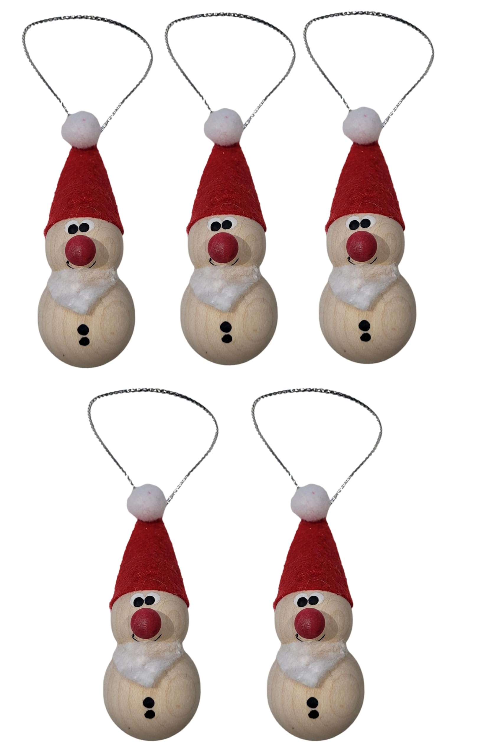 Wooden World - Set of 5 Christmas tree ornament x-mass little pendant SANTA