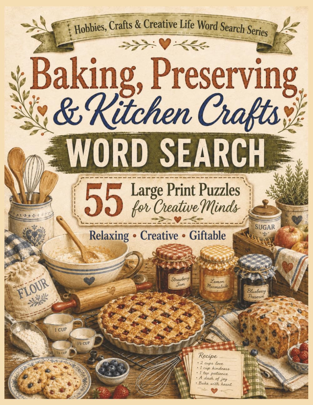 Baking, Preserving & Kitchen Crafts Word Search: 55 Large Print Puzzles for Creative Minds (Hobbies, Crafts and Creative Life Word Search Series)