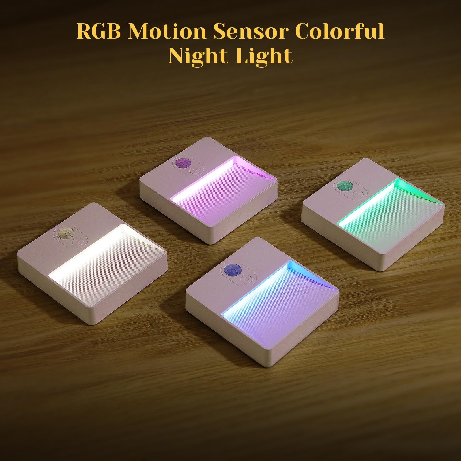 Luce notturna LED con sensore di movimento per interni, ricaricabile tramite USB, 3 modalità (AUTO/SPENTO/ACCESO), luce RGB per corridoio, scale, camera da letto, stanza dei bambini (1 pezzo)