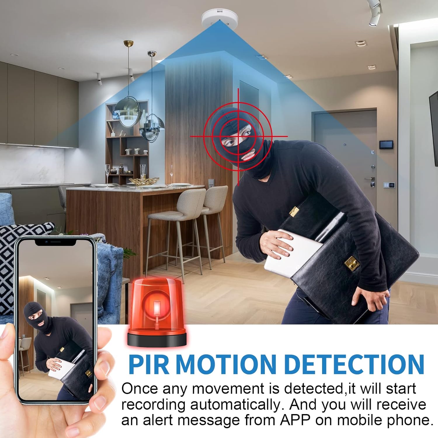 Hidden Camera Smoke Detector Video Small Cam 1080P HD Wireless WiFi Camera with Night Vision & Motion Detection Indoor Security Camera